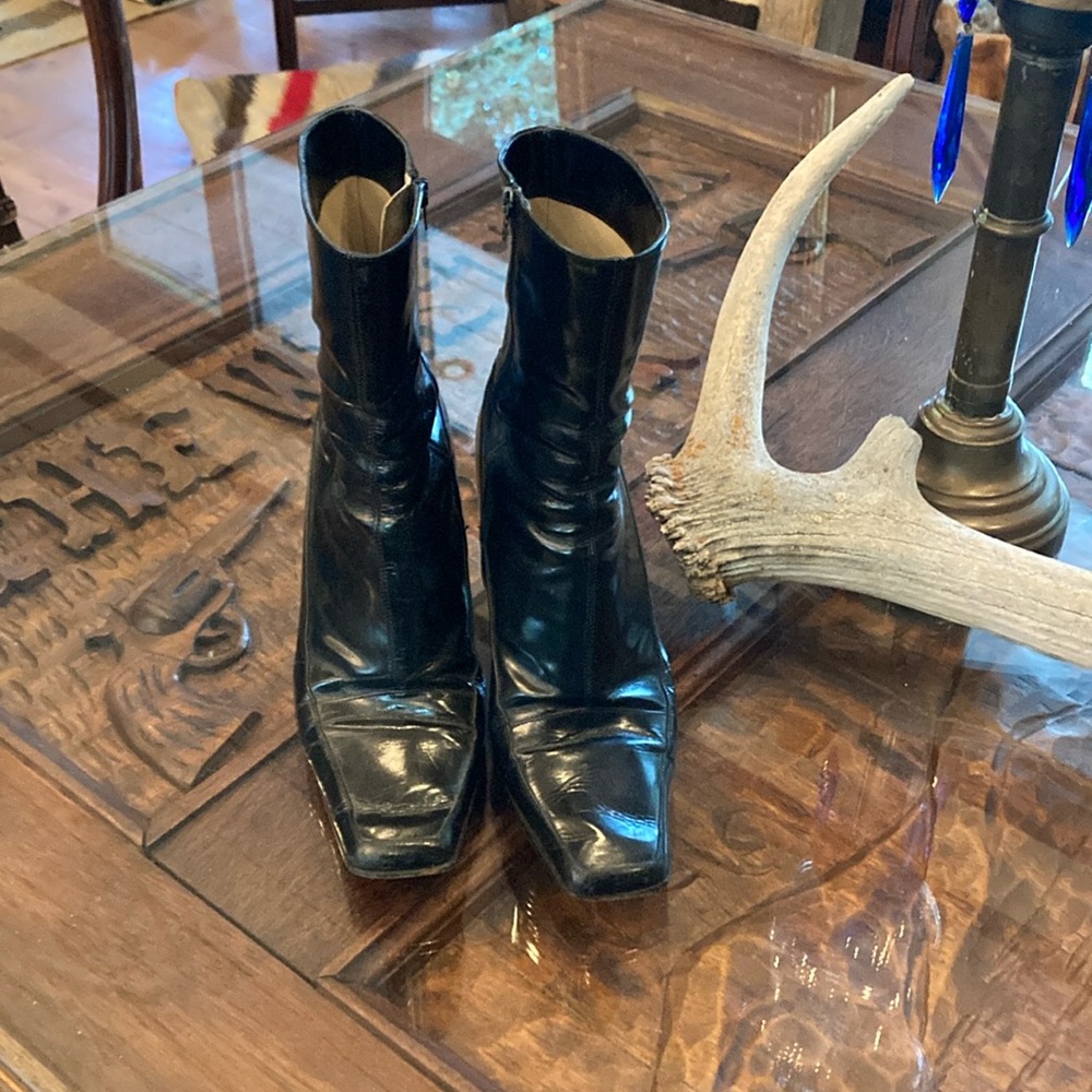 Black Patten Leather Boots size 37.5 Barney’s